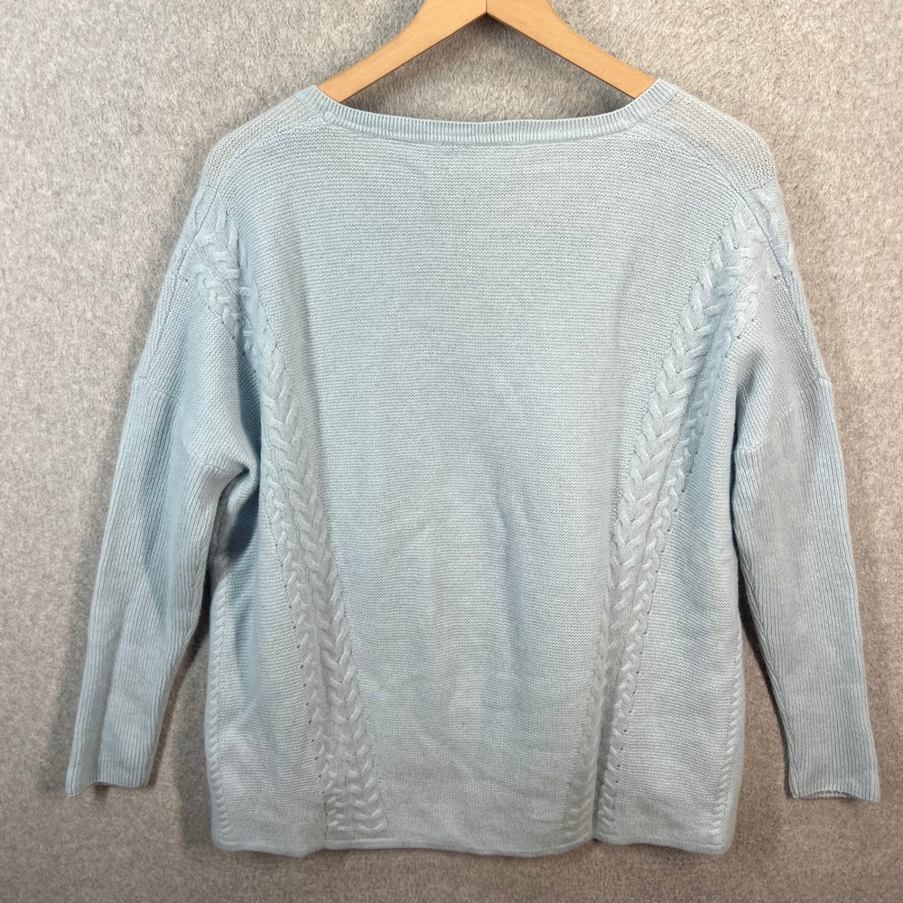 Pure Collection Cashmere Sweater Womens 6 Blue V-Neck Cable Knit‎ Pullover 7384 - Picture 3 of 7